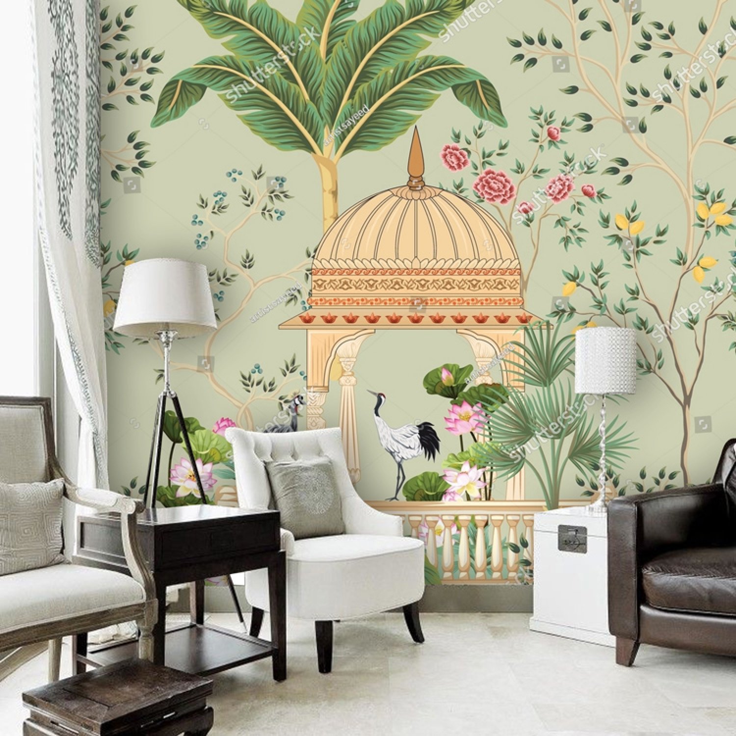 Artistic botanical wall design